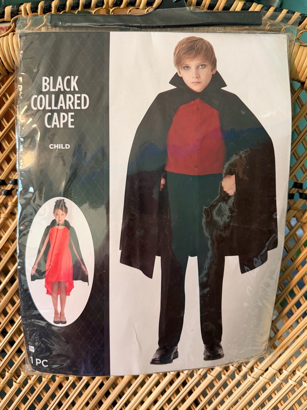 Black Collared Cape for Kids - Classic Black Costume Cape